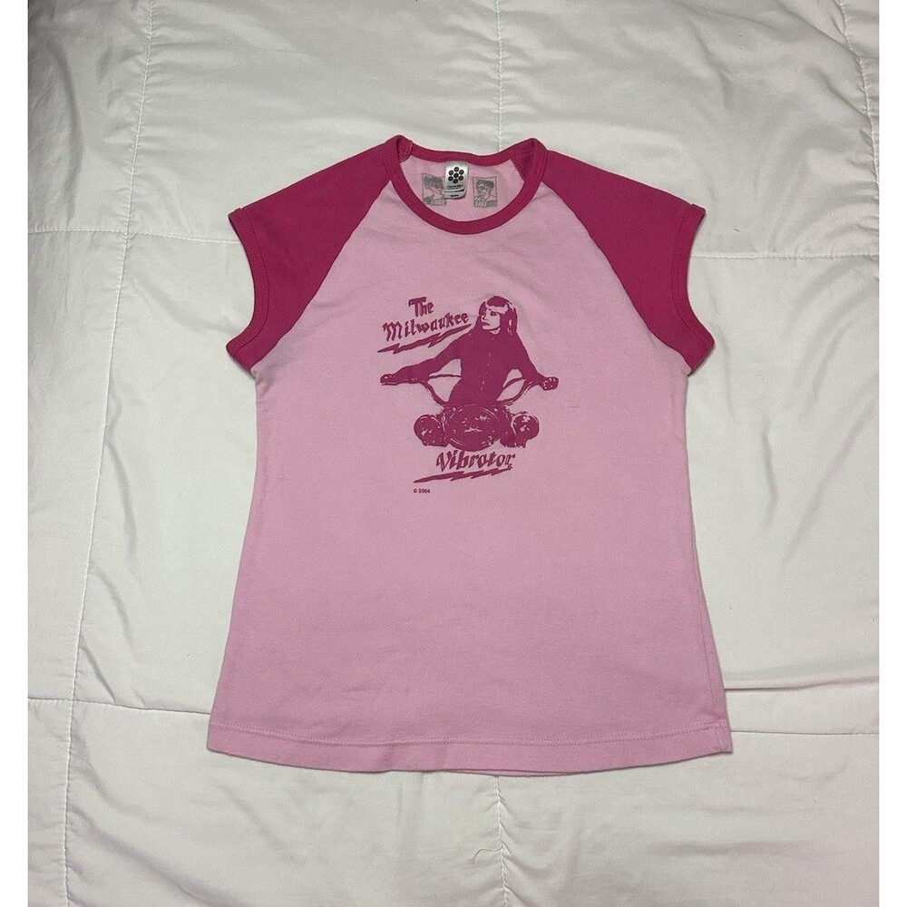 VTG Y2K 2004 Milwaukee Vibrator Women T Shirt Raglan American Apparel M/OS Biker